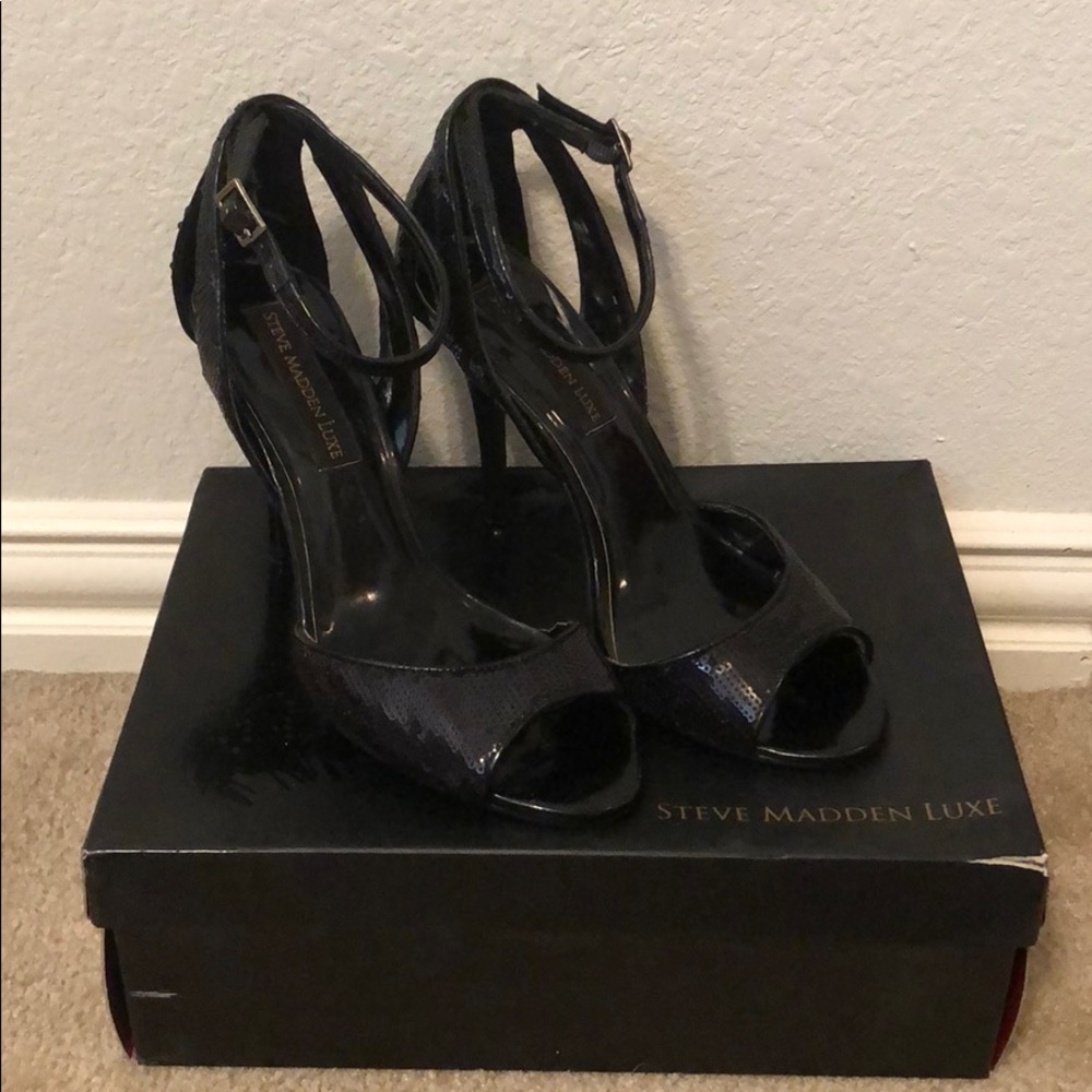 Steve Madden Luxe - Crime Black Sequin Heels